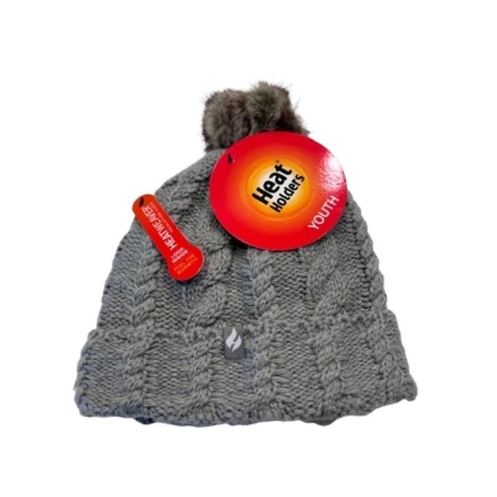 NEW‎ Heat Holders Cable Knit Beanie Youth (7-14Y) Turnover Cuff Fleece Lined NWT